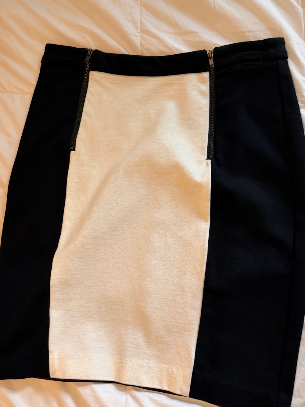 Black & White 2000s Zip Pencil Skirt XS